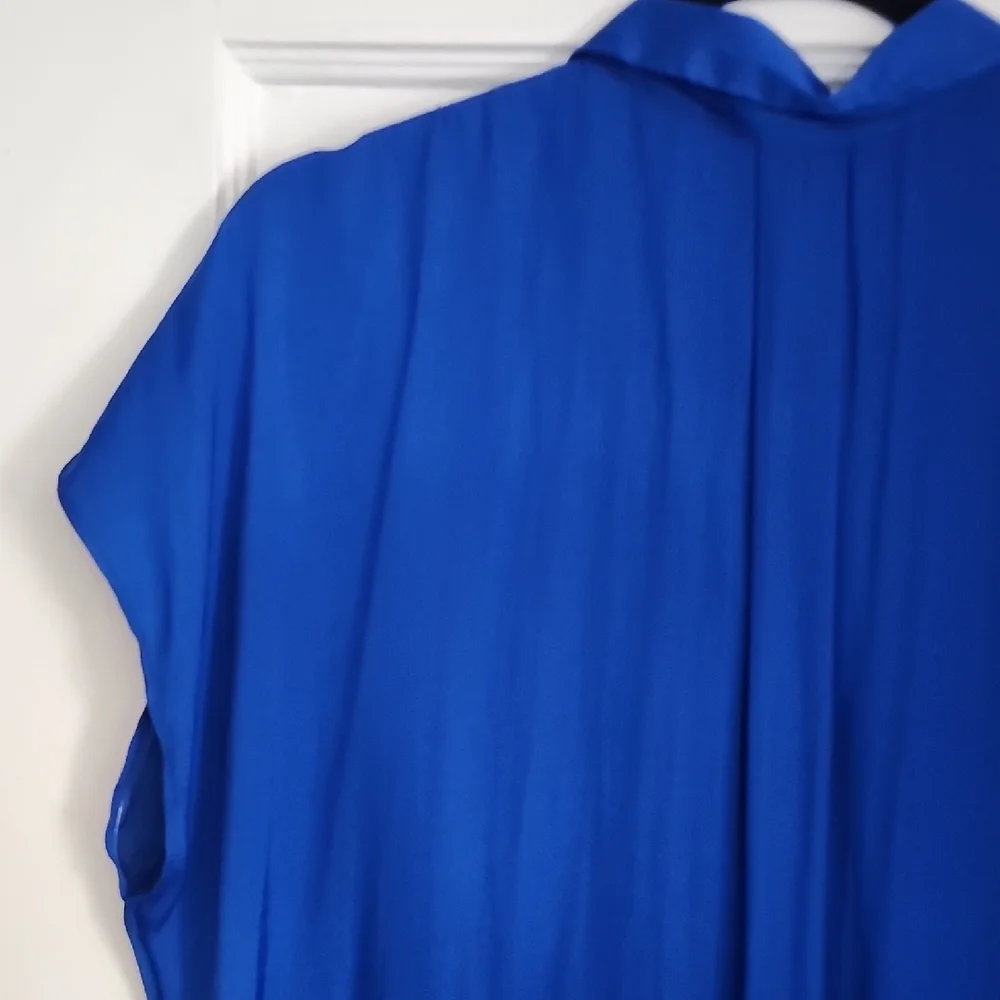 Nine West Royal Blue Button-Down Short Sleeved Shirt - Picture 8 of 9